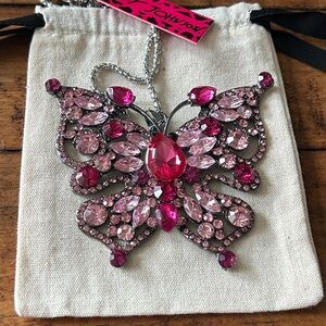 Betsey Johnson Pink Gemstone Butterfly Pendant